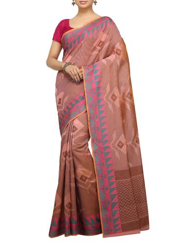 floral zari motif banarasi saree with blouse - 15737964 - Very Small Image - 1