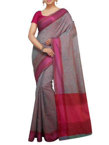 paisley zari motif banarasi saree with blouse - 15737969 - Very Small Image - 1