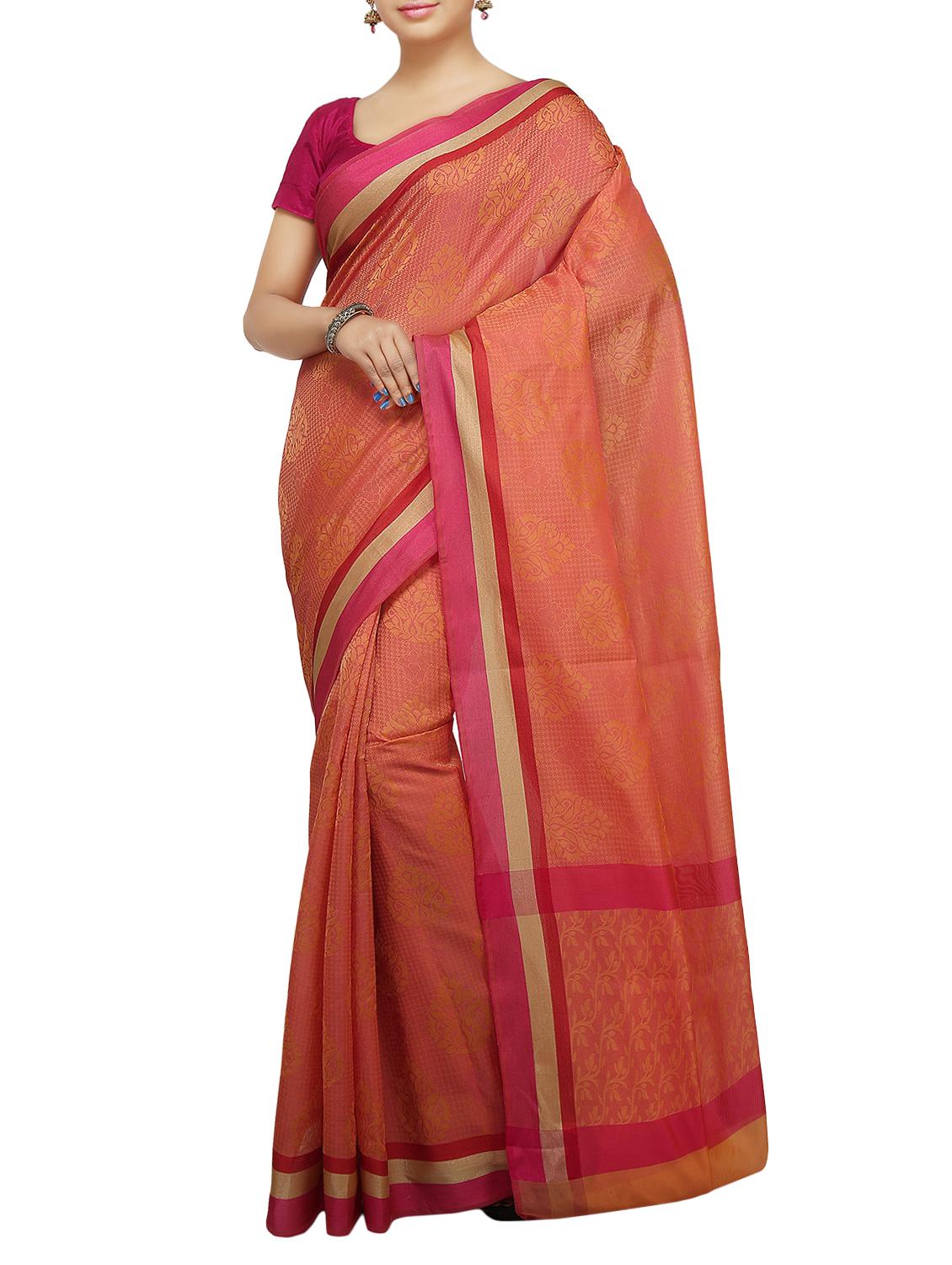 floral zari motif banarasi saree with blouse - 15737977 - Zoom Image - 1