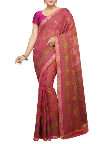 paisley zari motif banarasi saree with blouse - 15737981 - Very Small Image - 1