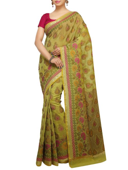 paisley zari motif banarasi saree with blouse - 15737983 - Standard Image - 1