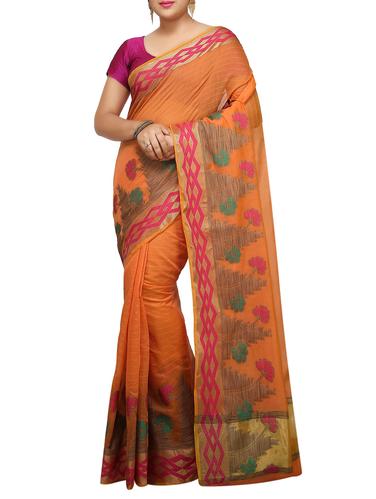 floral zari border banarasi saree with blouse - 15737993 - Very Small Image - 1