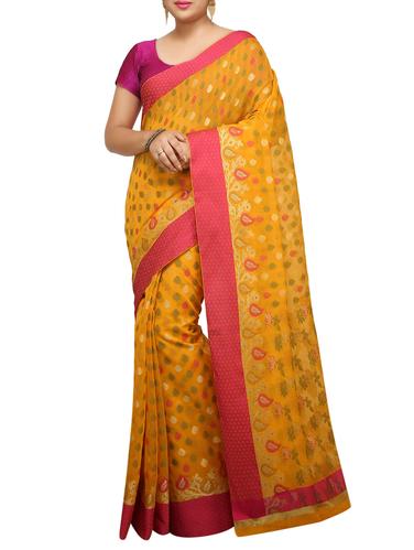 zari motif banarasi saree with blouse - 15737996 - Very Small Image - 1