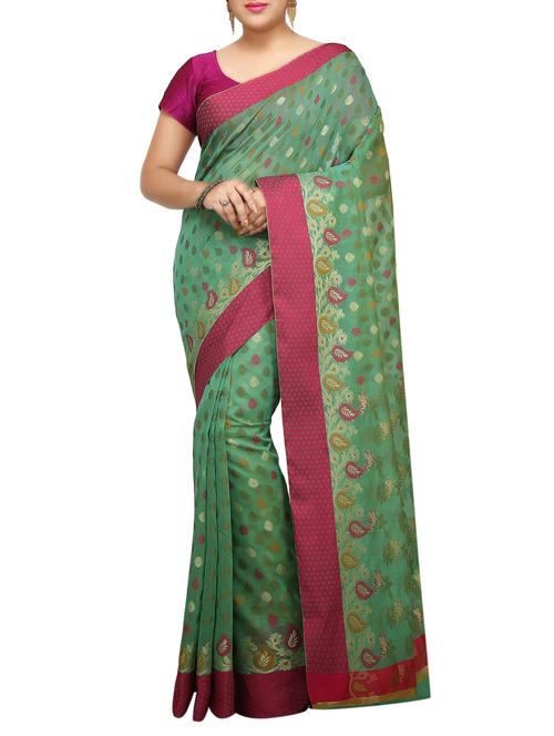zari motif banarasi saree with blouse - 15737998 - Very Small Image - 1