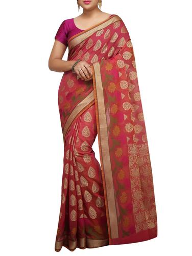 zari motif banarasi saree with blouse - 15738000 - Very Small Image - 1