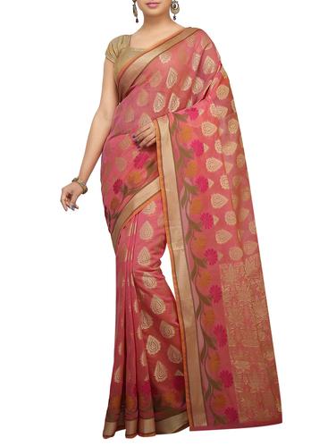 zari motif banarasi saree with blouse - 15738001 - Very Small Image - 1