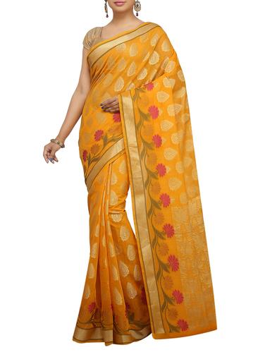 zari motif banarasi saree with blouse - 15738002 - Very Small Image - 1