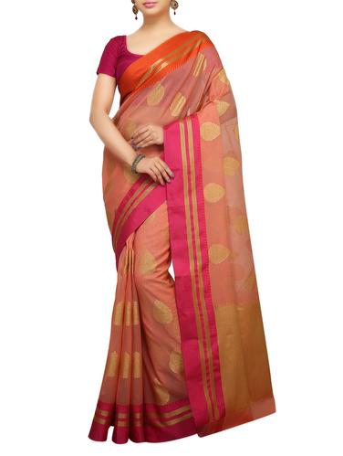 zari motif banarasi saree with blouse - 15738003 - Very Small Image - 1