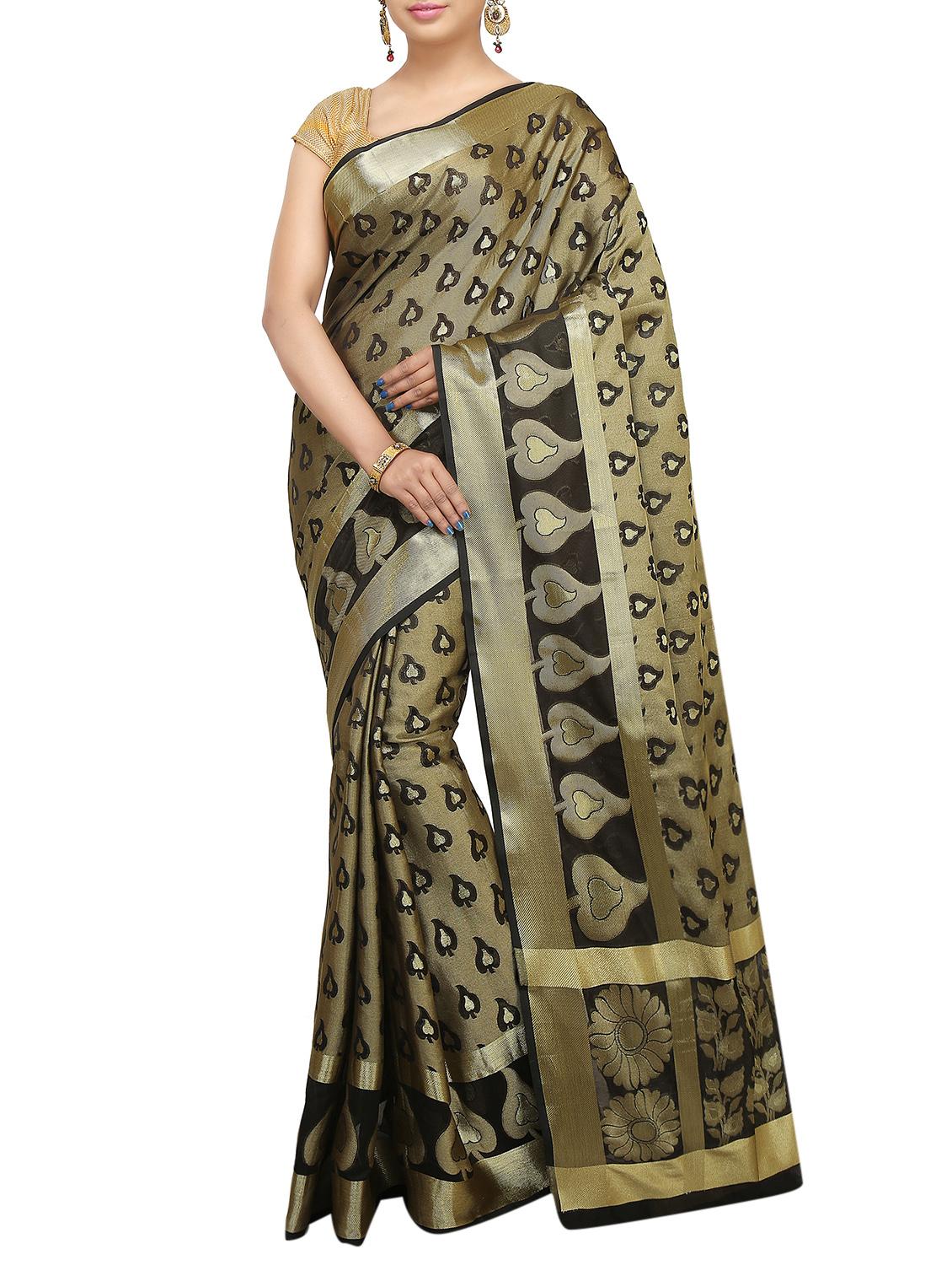 zari motif banarasi saree with blouse - 15738010 - Zoom Image - 1