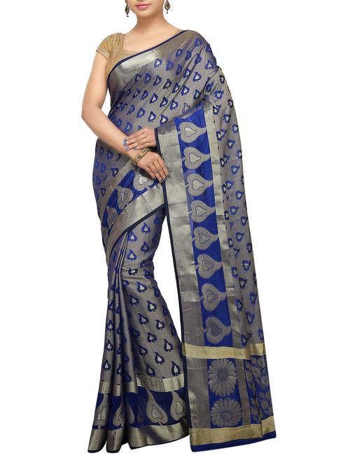 zari motif banarasi saree with blouse - 15738011 - Standard Image - 1