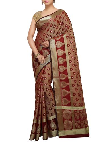 zari motif banarasi saree with blouse - 15738012 - Very Small Image - 1