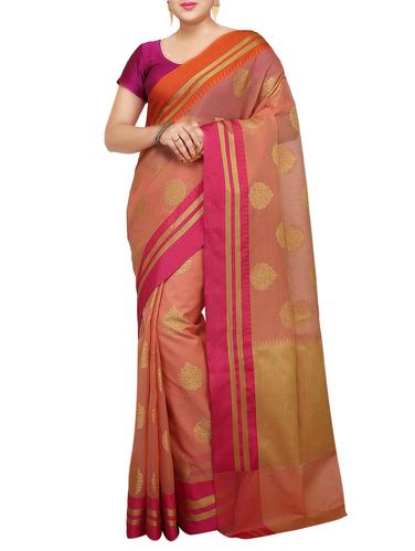 zari motif banarasi saree with blouse - 15738013 - Very Small Image - 1