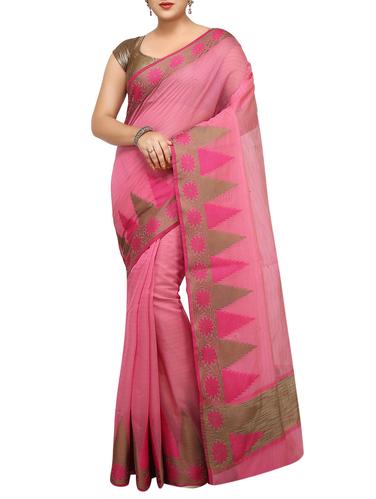 temple zari border banarasi saree with blouse - 15738017 - Very Small Image - 1
