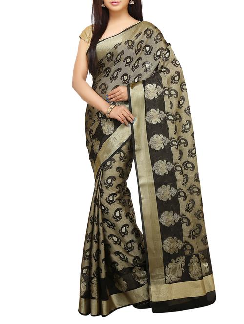 paisley zari motif banarasi saree with blouse - 15738026 - Standard Image - 1