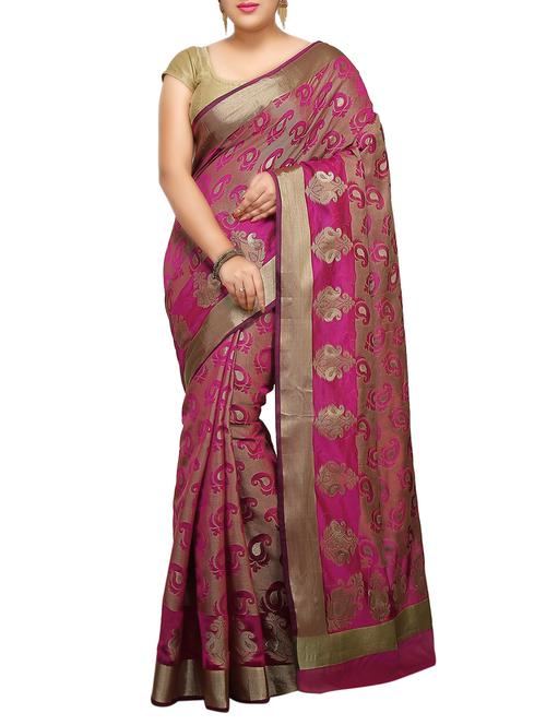 paisley zari motif banarasi saree with blouse - 15738027 - Standard Image - 1