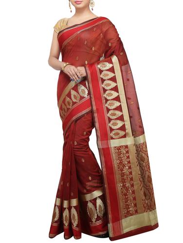zari motif banarasi saree with blouse - 15738034 - Very Small Image - 1