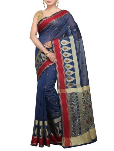 zari motif banarasi saree with blouse - 15738035 - Very Small Image - 1