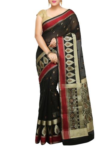 zari motif banarasi saree with blouse - 15738036 - Very Small Image - 1