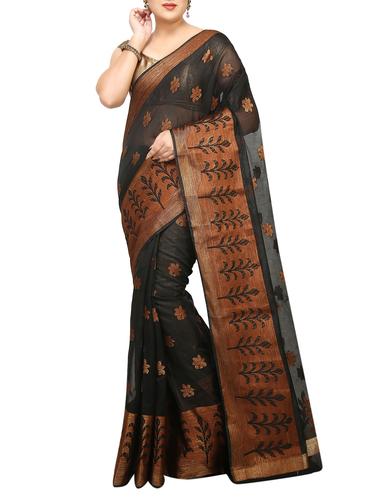 floral zari motif banarasi saree with blouse - 15738049 - Very Small Image - 1