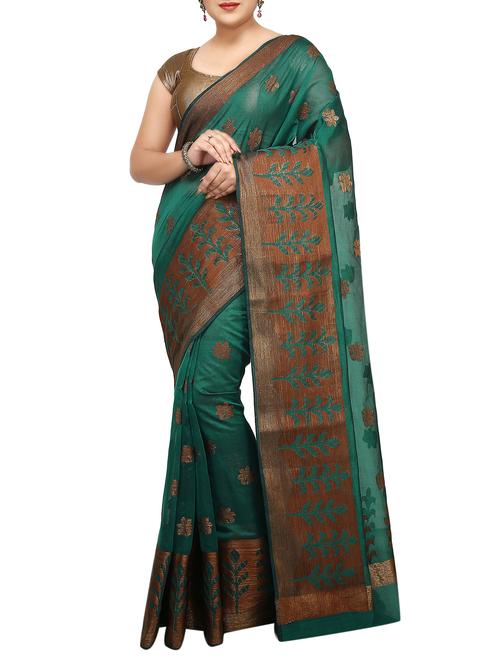 floral zari motif banarasi saree with blouse - 15738051 - Standard Image - 1