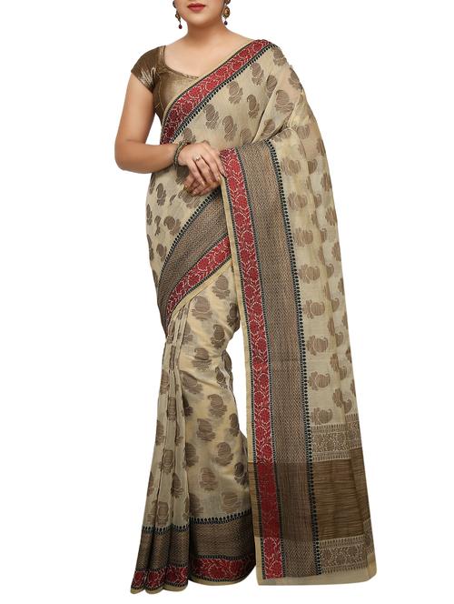 paisley zari motif banarasi saree with blouse - 15738054 - Standard Image - 1
