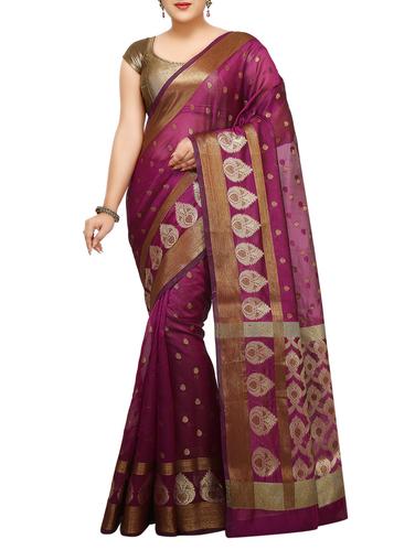 zari motif banarasi saree with blouse - 15738056 - Very Small Image - 1
