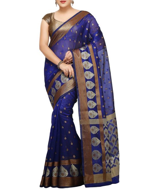 zari motif banarasi saree with blouse - 15738059 - Standard Image - 1