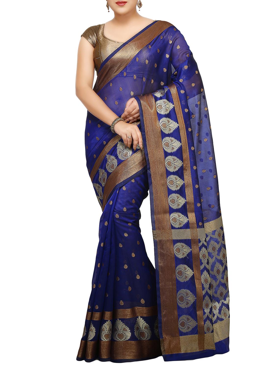 zari motif banarasi saree with blouse - 15738059 - Zoom Image - 1