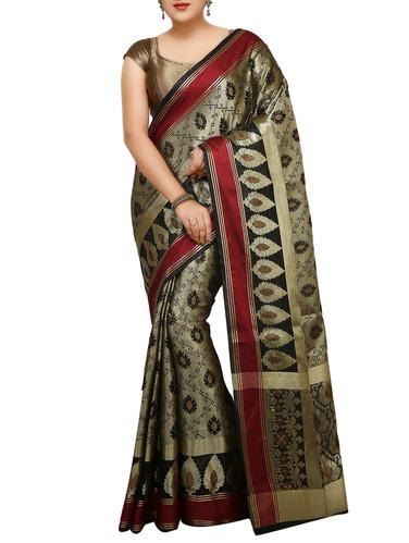zari motif banarasi saree with blouse - 15738066 - Very Small Image - 1