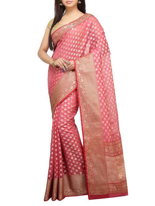 zari motif banarasi saree with blouse - 15738070 - Standard Image - 1