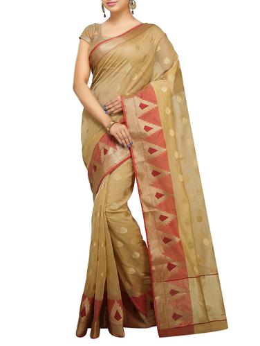 temple zari border banarasi saree with blouse - 15738072 - Very Small Image - 1