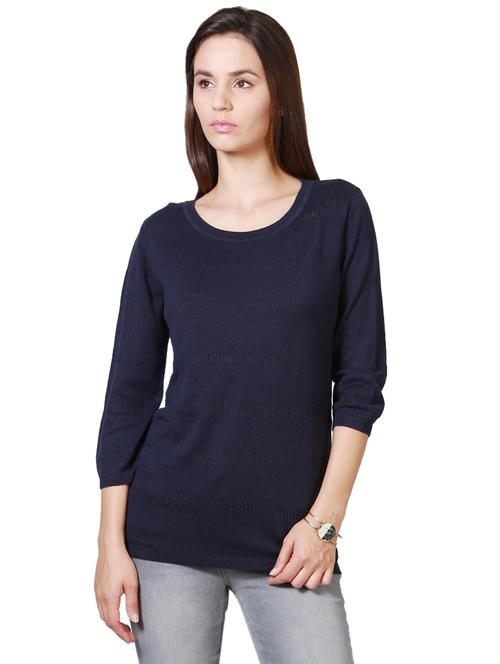 round neck knitted textured top - 15738073 - Standard Image - 1
