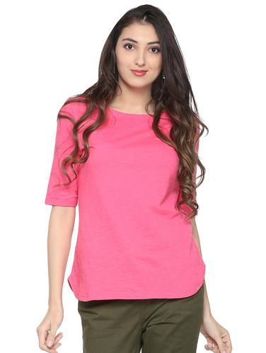 curved hem short sleeved top - 15738075 - Very Small Image - 1
