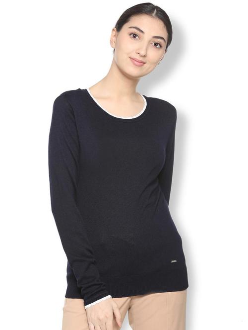 contrast edge ribbed knit top - 15738076 - Standard Image - 1