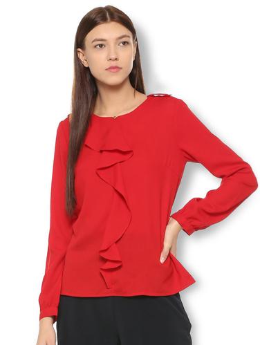 ruffle detail long sleeved top - 15738084 - Very Small Image - 1