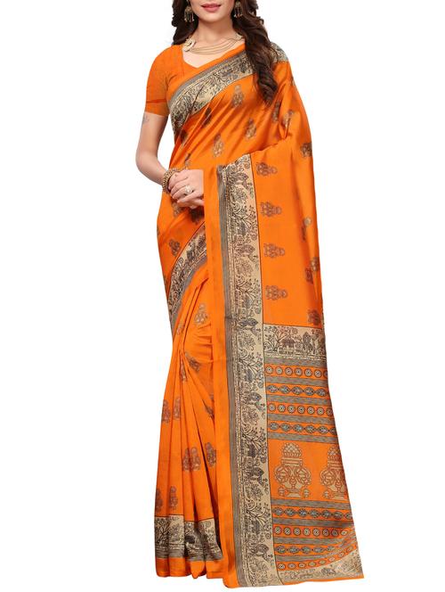 mysore silk printed saree with blouse - 15738104 - Standard Image - 1