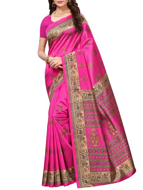 mysore silk printed saree with blouse - 15738105 - Standard Image - 1