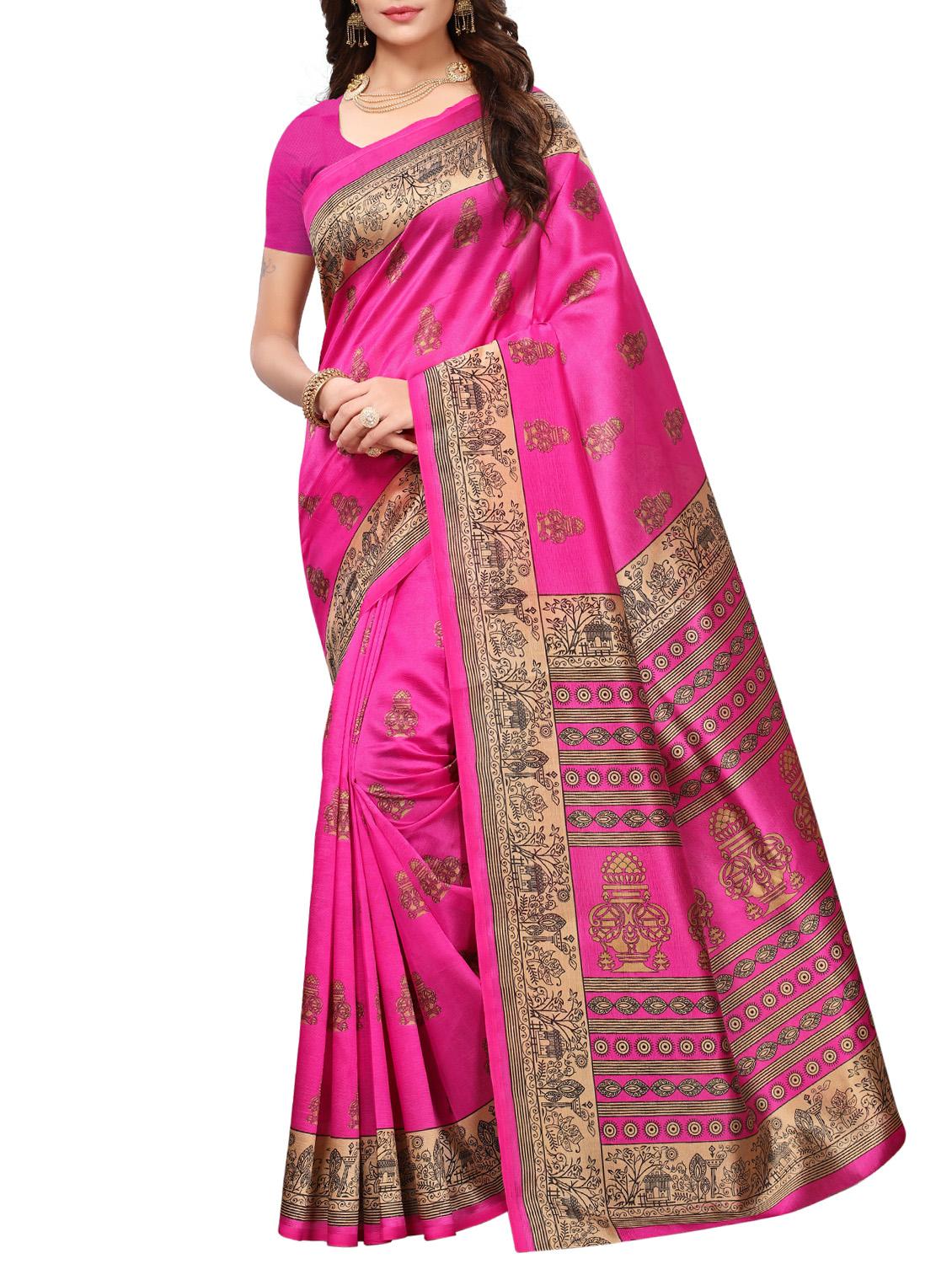 mysore silk printed saree with blouse - 15738105 - Zoom Image - 1