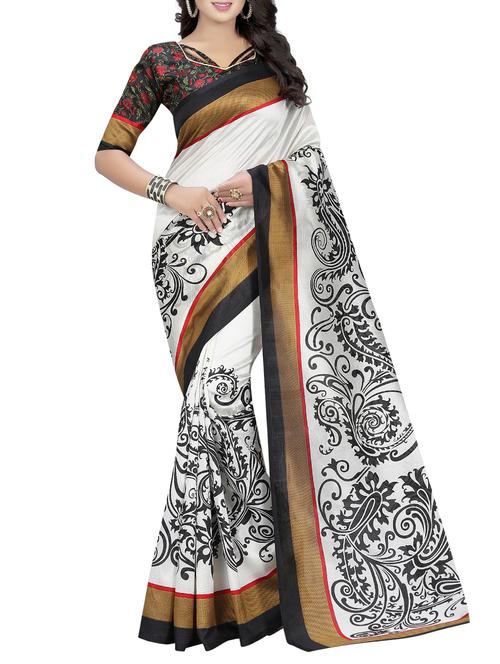 placement printed mysore silk saree with blouse - 15738146 - Standard Image - 1