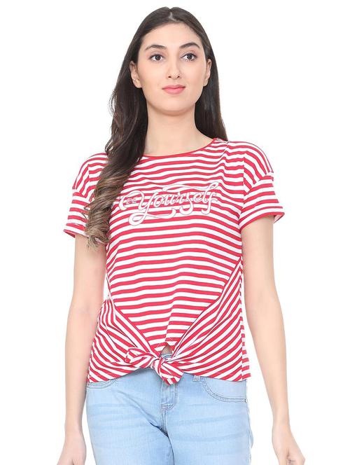 tie-knot hem striped top - 15738150 - Standard Image - 1
