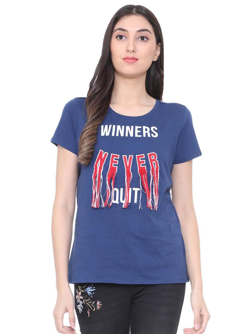 fringe detail graphic print tee - 15738151 - Zoom Image - 1
