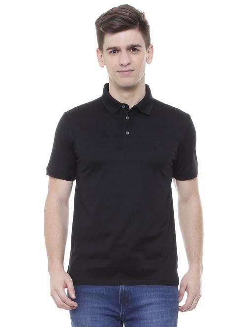 black cotton polo t-shirt - 15738163 - Standard Image - 1