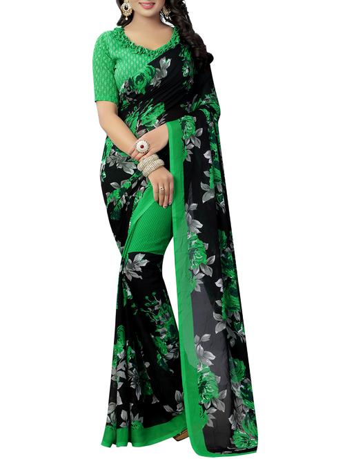 floral printed saree with blouse - 15738167 - Standard Image - 1