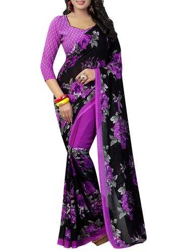 floral printed saree with blouse - 15738168 - Very Small Image - 1