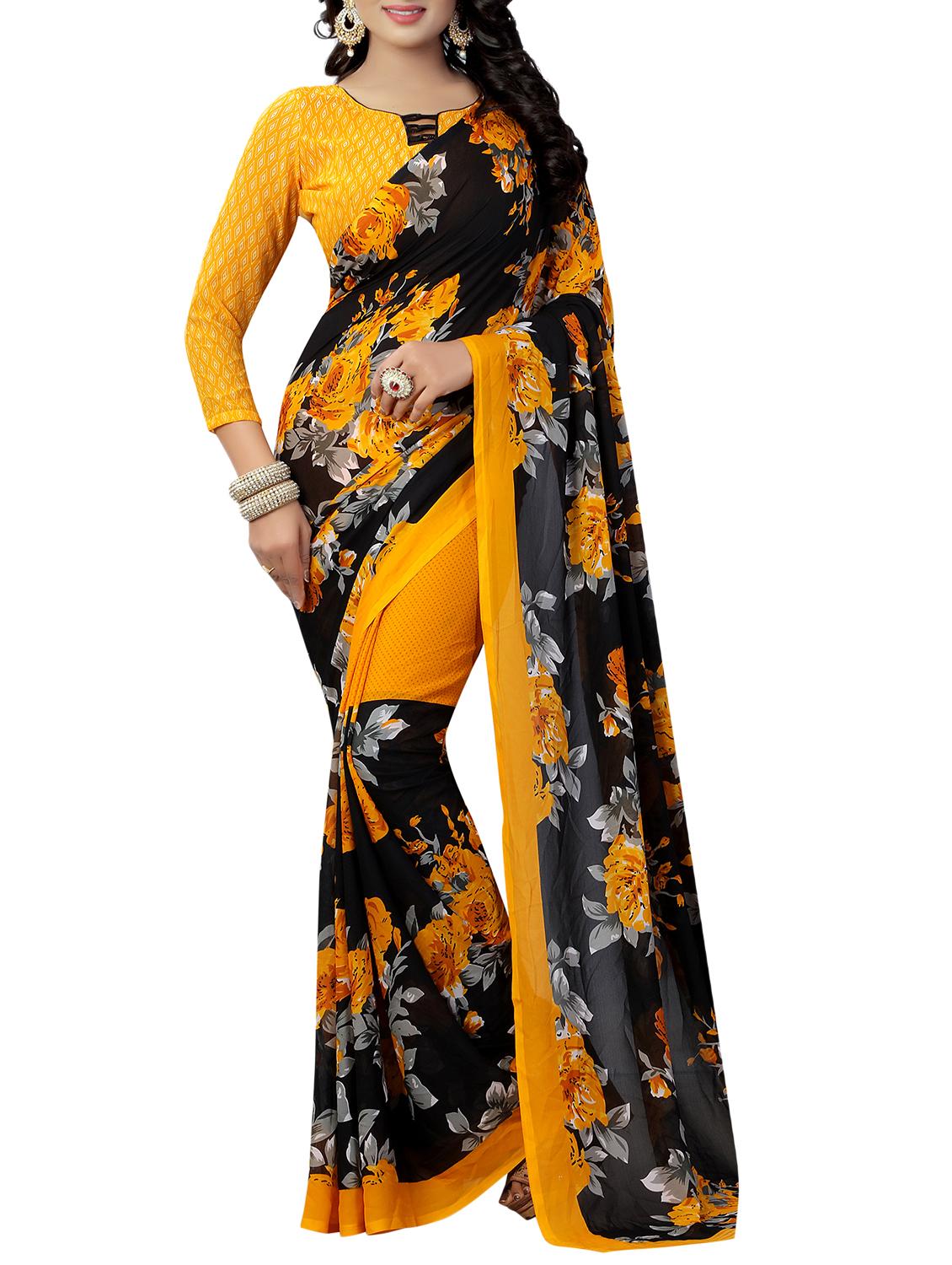 floral printed saree with blouse - 15738169 - Zoom Image - 1