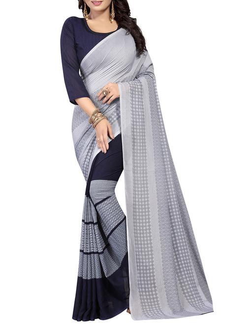 geometrical half & half saree with blouse - 15738175 - Standard Image - 1