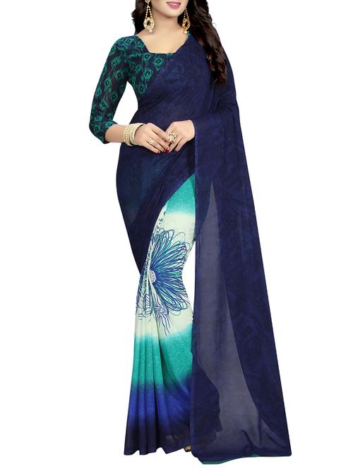 floral half & half saree with blouse - 15738176 - Standard Image - 1