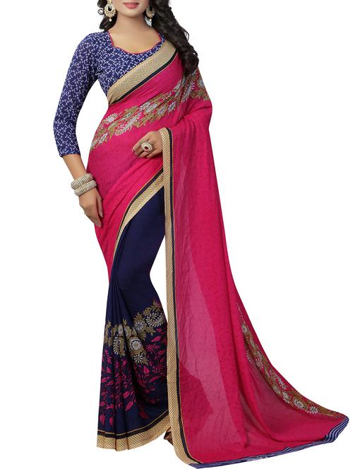 floral half & half saree with blouse - 15738177 - Standard Image - 1