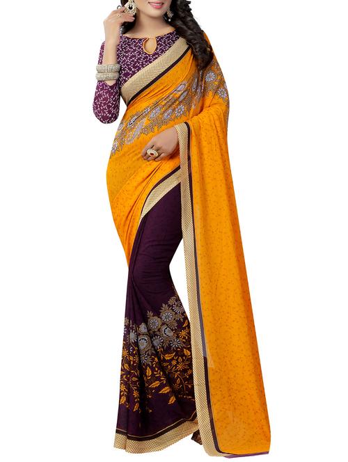 floral half & half saree with blouse - 15738178 - Standard Image - 1