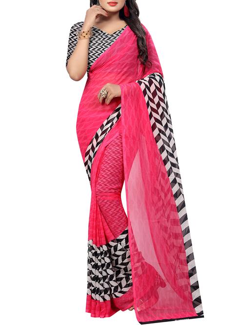 chevron printed saree with blouse - 15738179 - Standard Image - 1